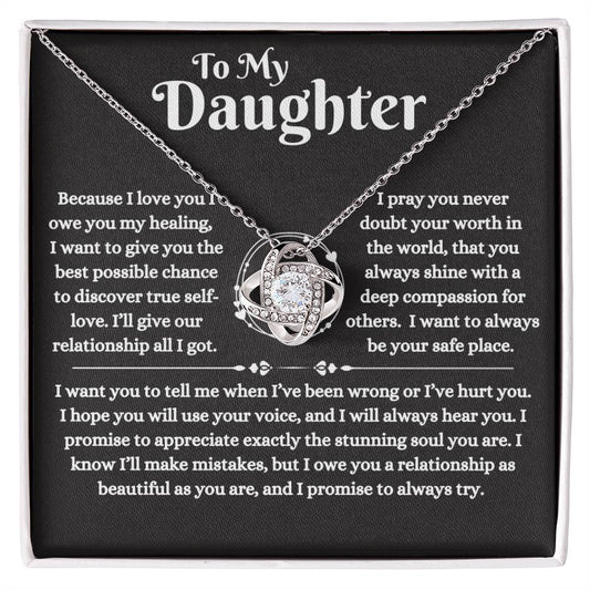 To My Daughter / You Deserve a Relationship as Beautiful as You Are / Gift from Mom / Gift from Dad / Love Knot Necklace / Personalized Message Card
