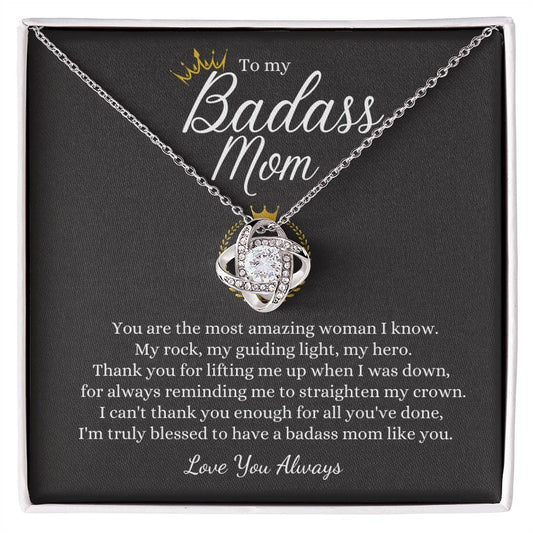 To My Badass Mom / Love knot necklace / Personalized Message Card