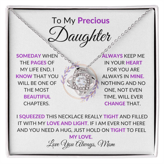 To My Precious Daughter / Gift from Mom / Gift From Dad / Love Knot Necklace