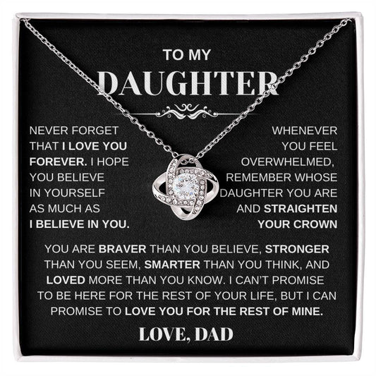 To My Daughter / Gift for Mom / Gift for Dad / Love Knot Necklace / Personalized Message Card