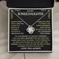 To My Bonus Daughter / Love Knot Necklace / Personalized Message Card
