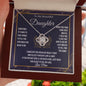 To My Beautiful Daughter/ Gift from Mom / Gift from Dad / Love Knot Necklace / Personalized Message Card