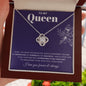 To My Queen / Love Knot Necklace / Personalized Message Card