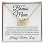To My Bonus Mom / Interlocking Heart Necklace / Personalized Message Card
