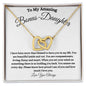 To My Amazing Bonus Daughter / Gift from Mom / Gift from Dad / Interlocking Heart Necklace / Personalized Message Card