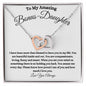 To My Amazing Bonus Daughter / Gift from Mom / Gift from Dad / Interlocking Heart Necklace / Personalized Message Card