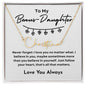To My Bonus Daughter / Gift from Mom / Gift from Dad / Signature Name Necklace / Personalized Message Card