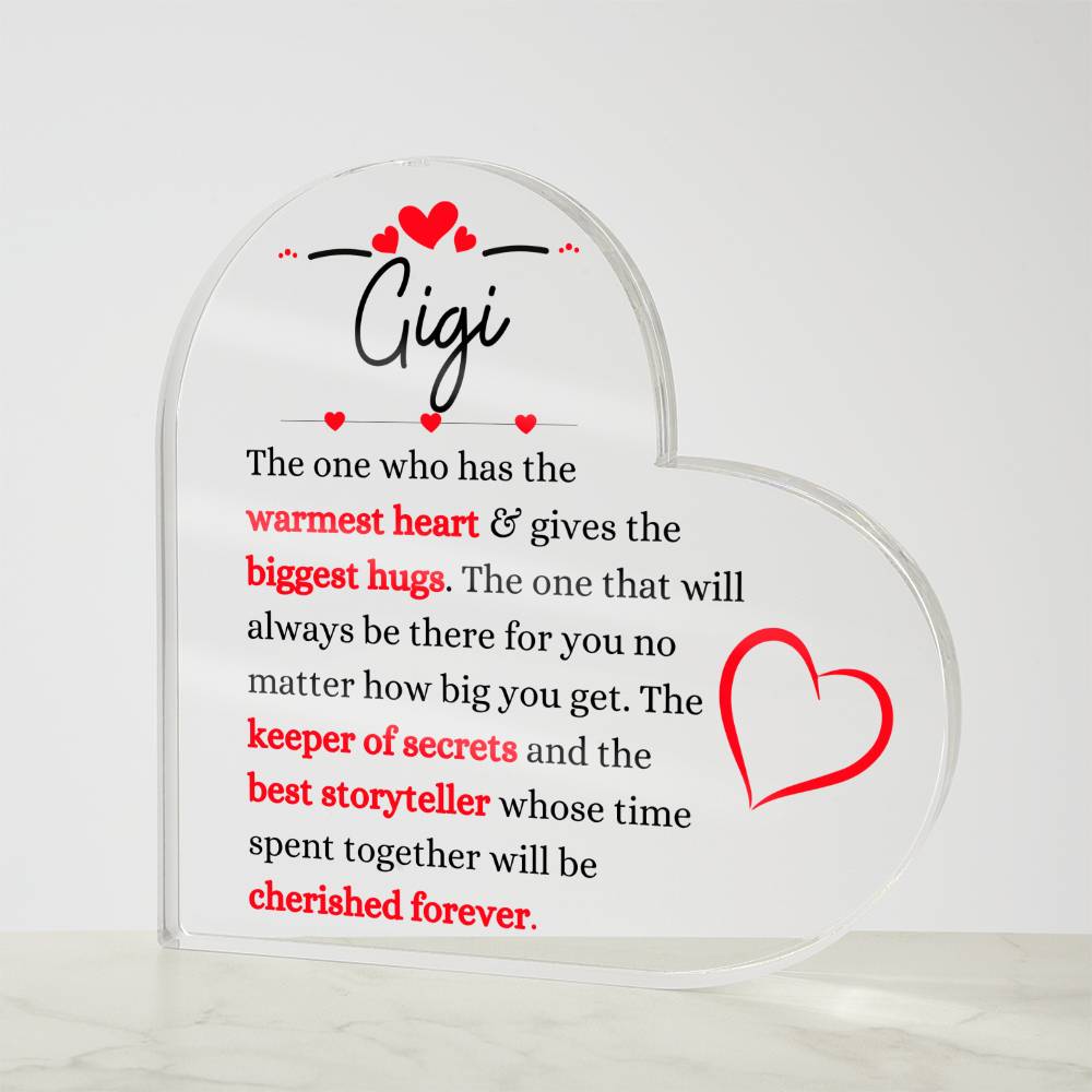 Gigi / Warmest Heart / Heart Acrylic Plaque