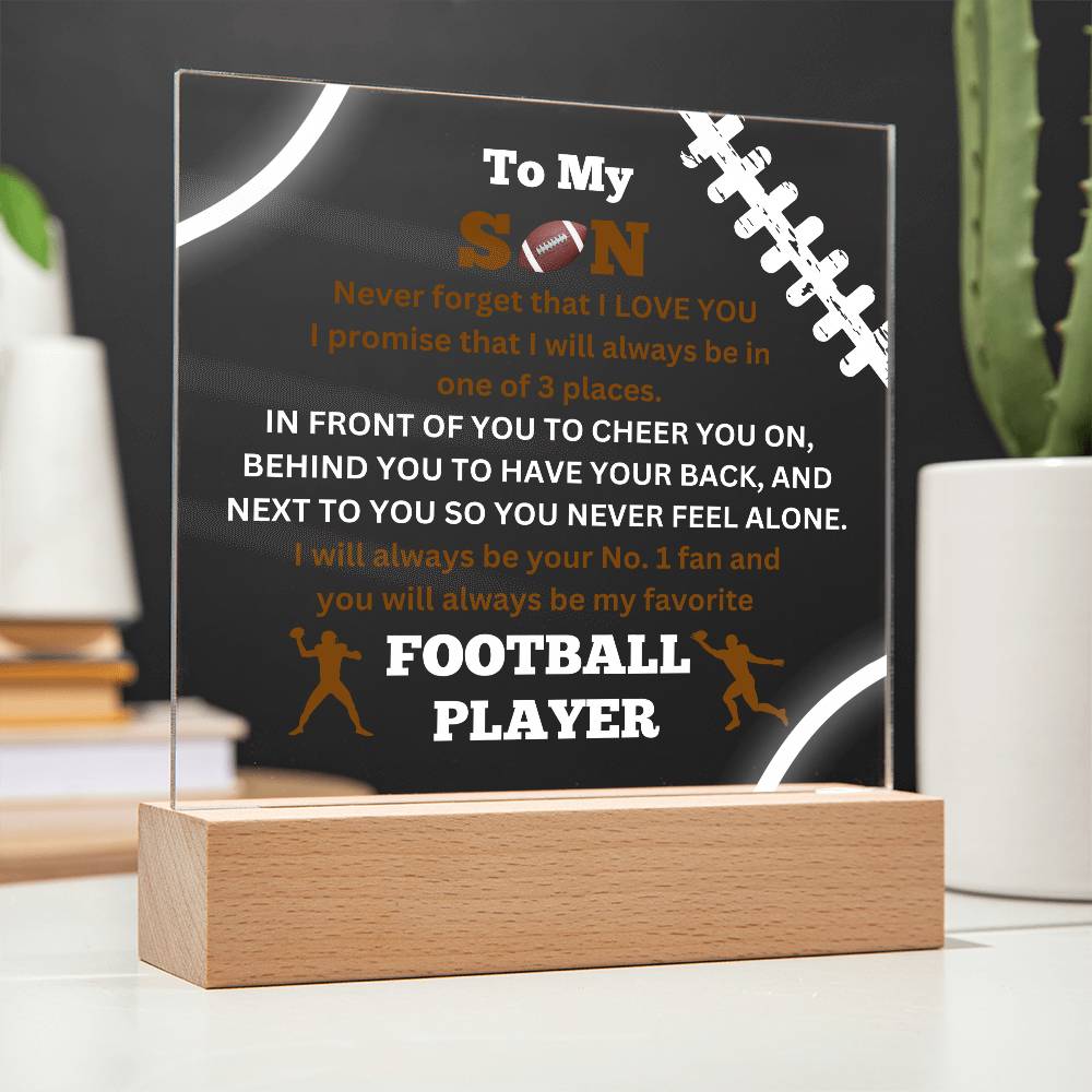 To My Son / No.1 Football Player / Gift from Mom / Gift from Dad / Acrylic Plaque with LED lights