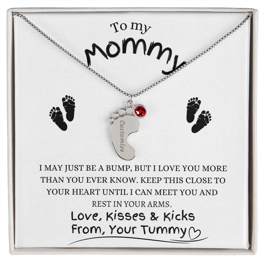Mom to Be / Engraved Baby Foot Necklace