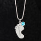 Mom Necklace / Engraved Baby Foot with Birthstone Necklace