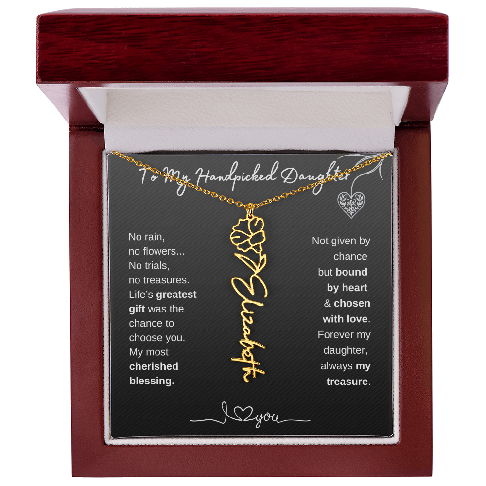 To My Handpicked Daughter / Personalized Birth Flower Name Necklace
