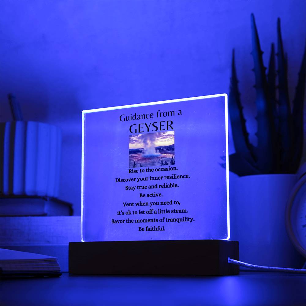 Guidance from a Geyser / Acrylic Plaque with LED light upgrade