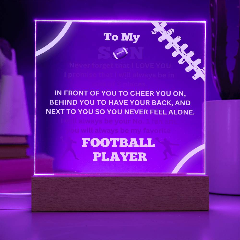 To My Son / No.1 Football Player / Gift from Mom / Gift from Dad / Acrylic Plaque with LED lights