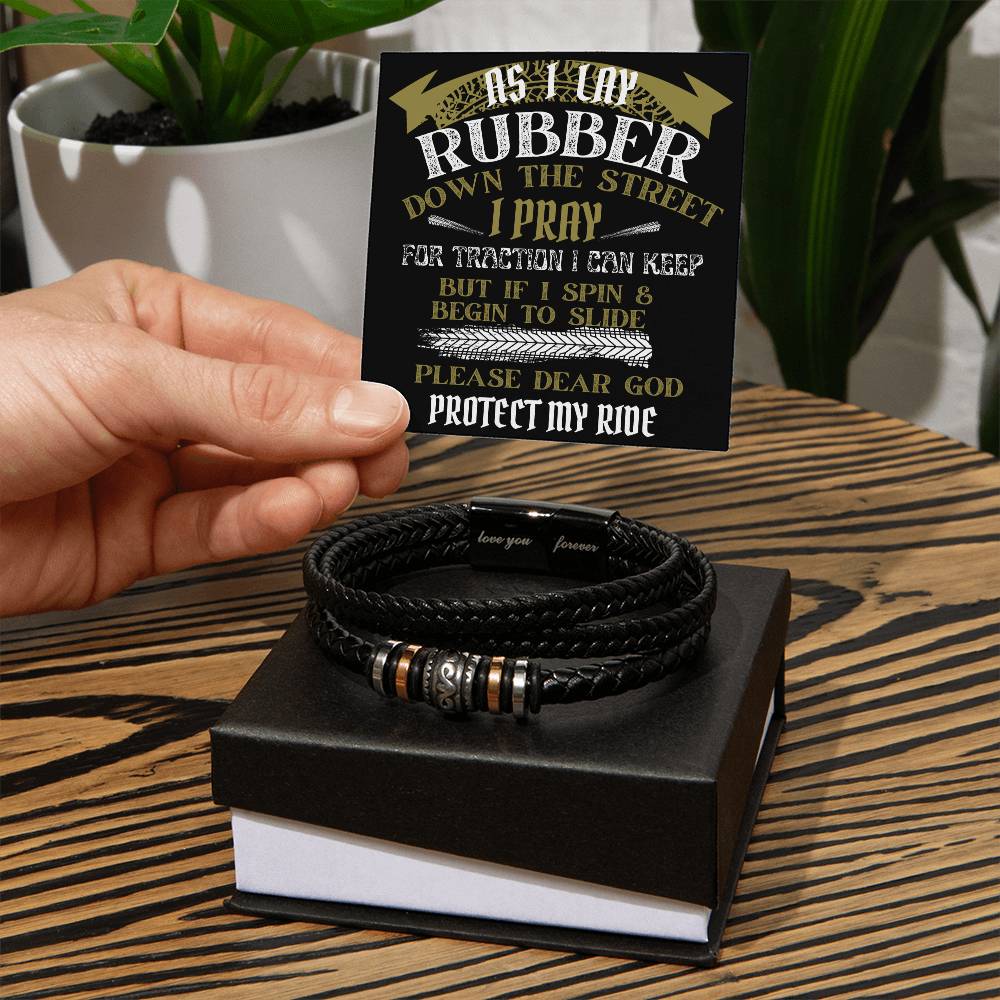 Biker's Prayer / Love You Forever Leather Bracelet