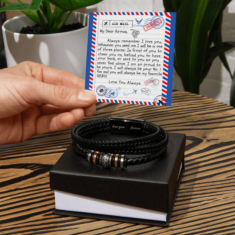 My Dear Airman / "Love You Forever" Leather Bracelet