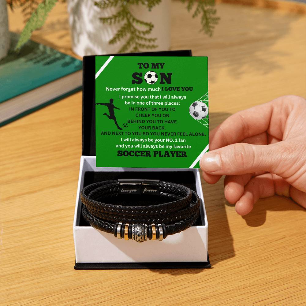 To My Son / Number One Soccer Player / Gift from Mom / Gift from Dad / Personalized Leather Bracelet