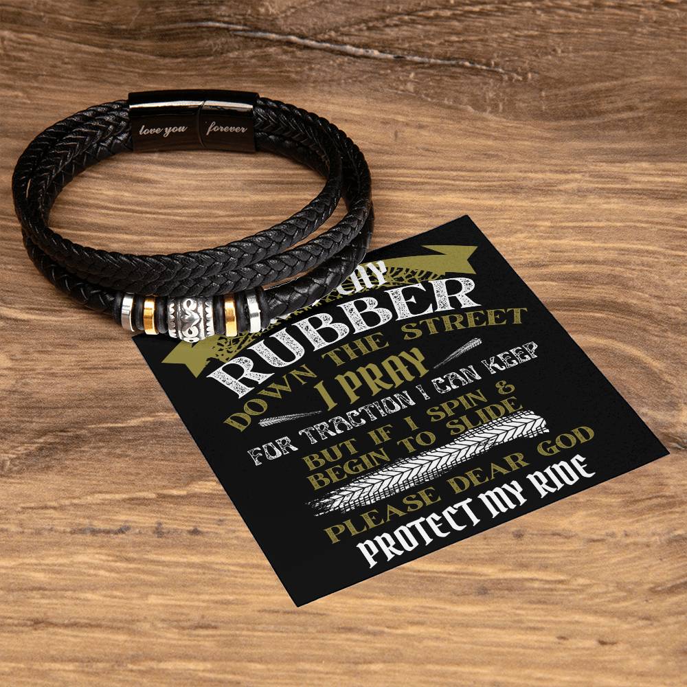 Biker's Prayer / Love You Forever Leather Bracelet