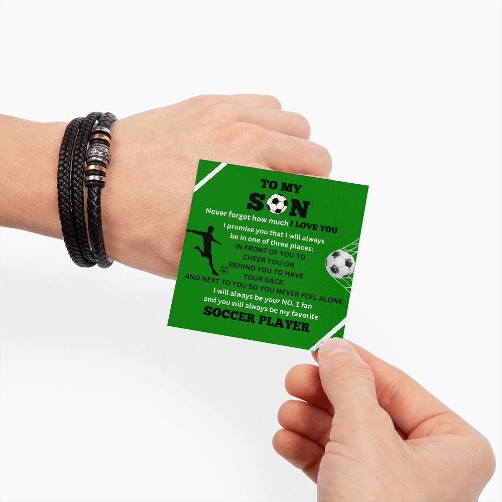 To My Son / Number One Soccer Player / Gift from Mom / Gift from Dad / Personalized Leather Bracelet