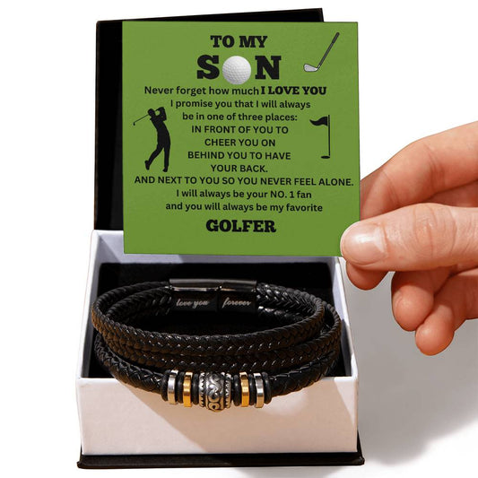 To My Son / Number One Golfer / Gift from Mom / Gift from Dad / Personalized Leather Bracelet