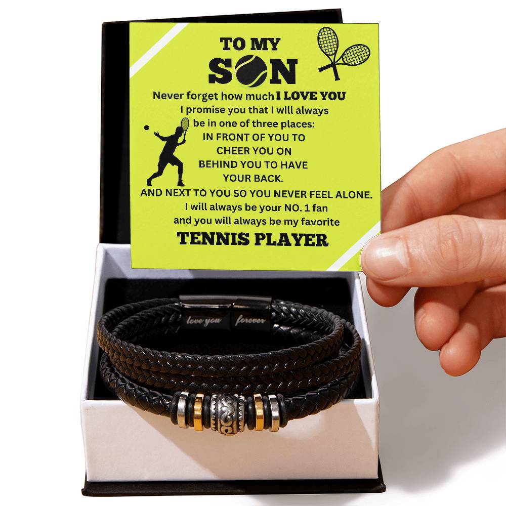 To My Son / Number One Tennis Player / Gift from Mom / Gift from Dad / Personalized Leather Bracelet