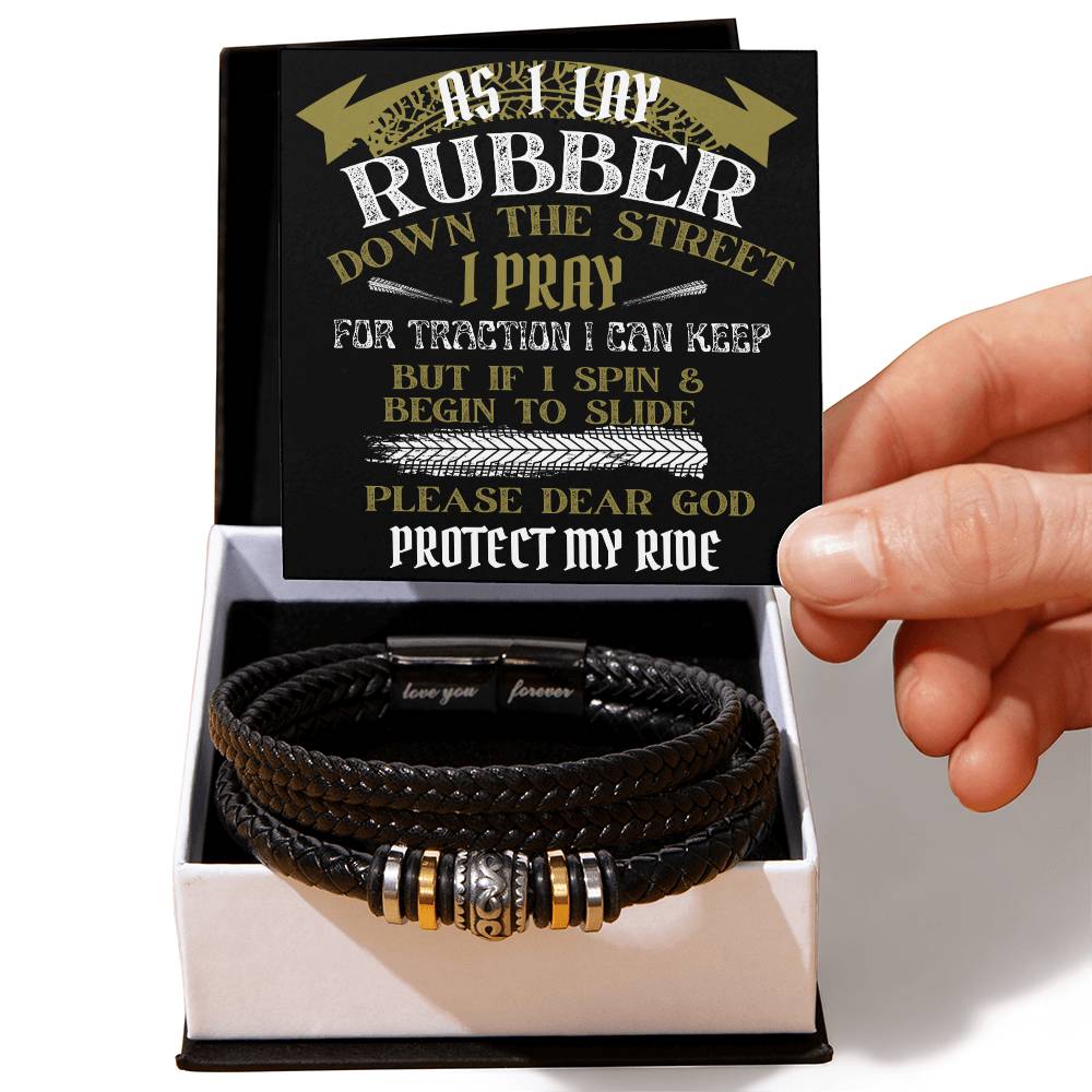 Biker's Prayer / Love You Forever Leather Bracelet