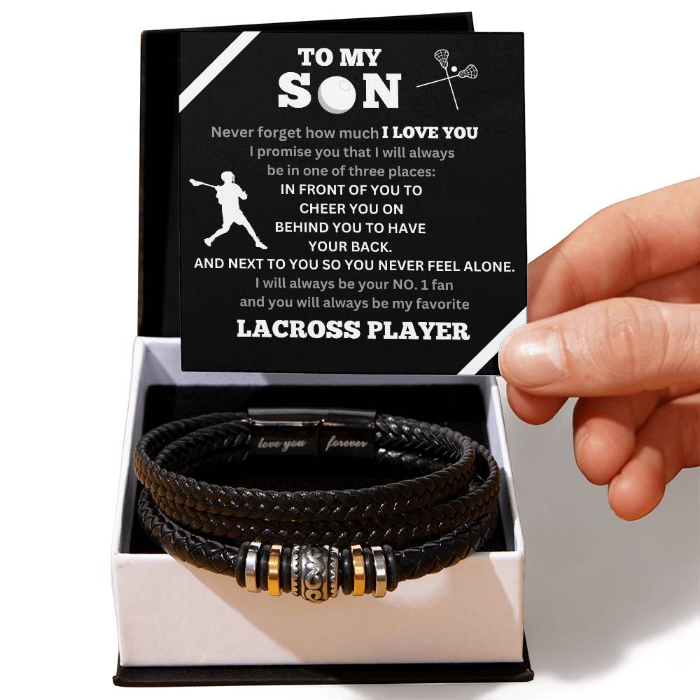To My Son / Number One LaCross Player / Gift from Mom / Gift from Dad / Personalized Leather Bracelet
