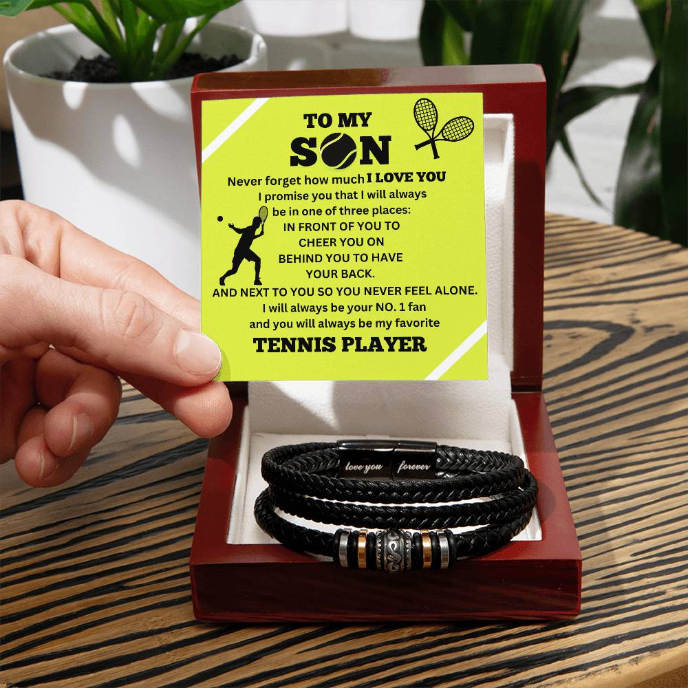 To My Son / Number One Tennis Player / Gift from Mom / Gift from Dad / Personalized Leather Bracelet