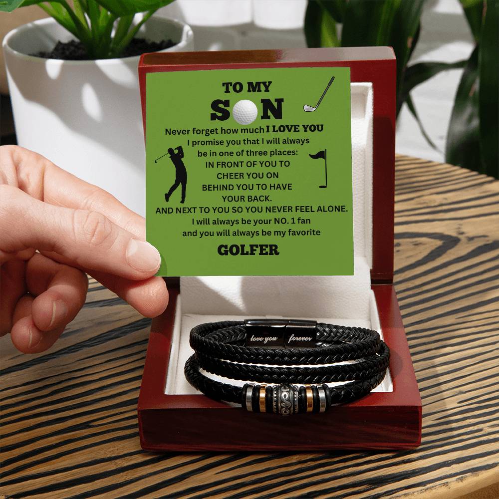 To My Son / Number One Golfer / Gift from Mom / Gift from Dad / Personalized Leather Bracelet
