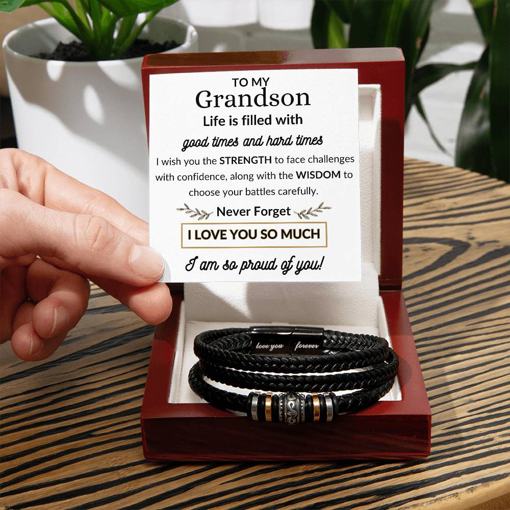 To My Grandson / Men's "Love You Forever" Bracelet