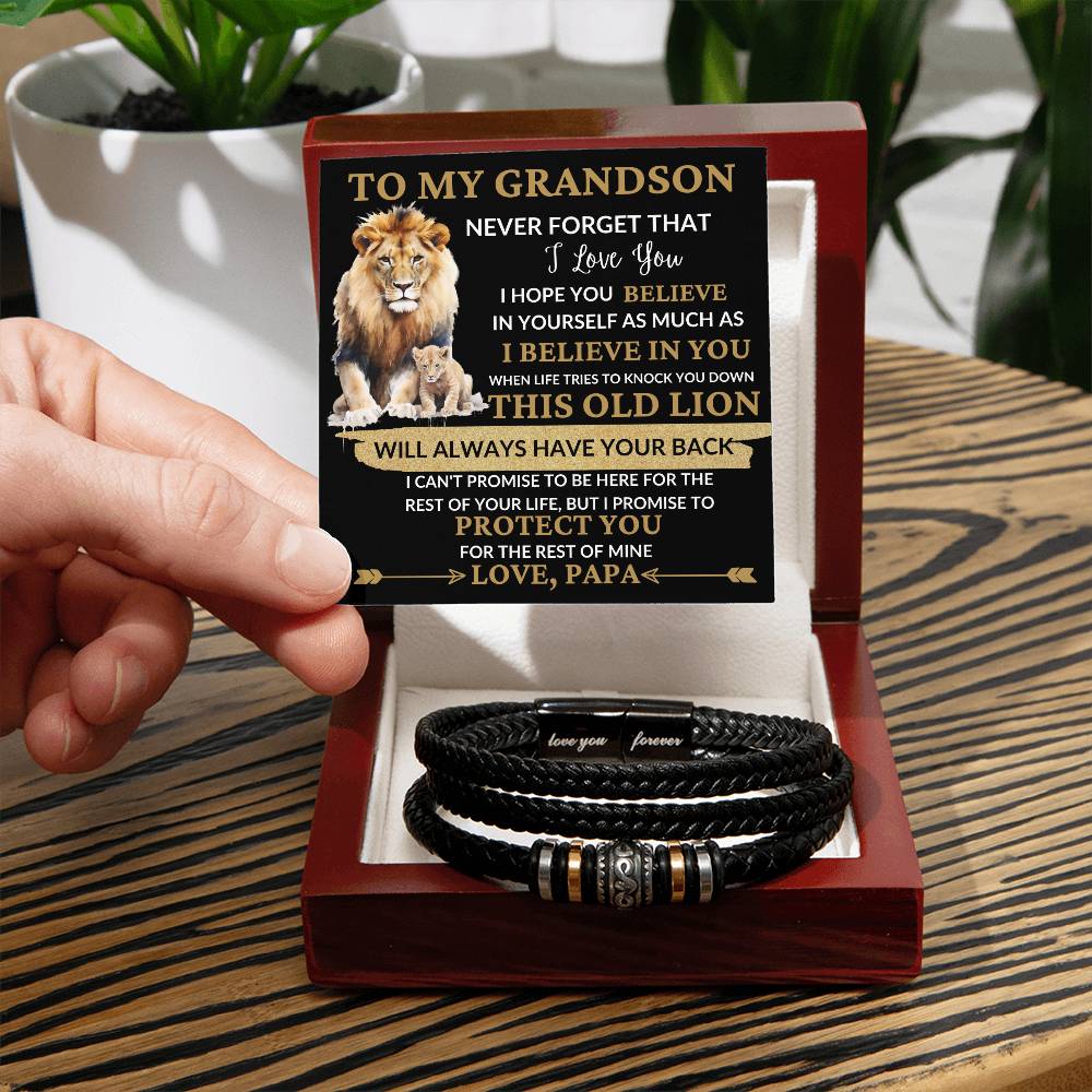 To My Grandson / Love, Papa / Men's "Love You Forever" Bracelet