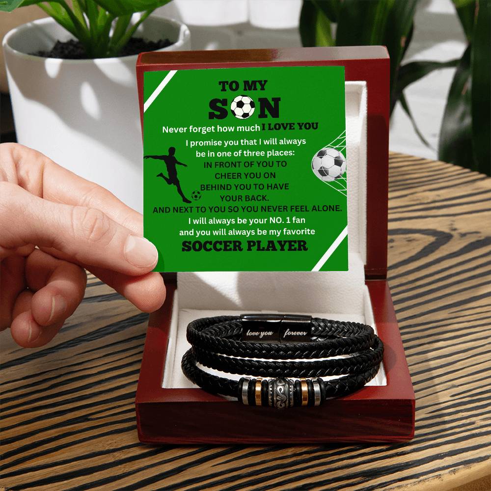 To My Son / Number One Soccer Player / Gift from Mom / Gift from Dad / Personalized Leather Bracelet