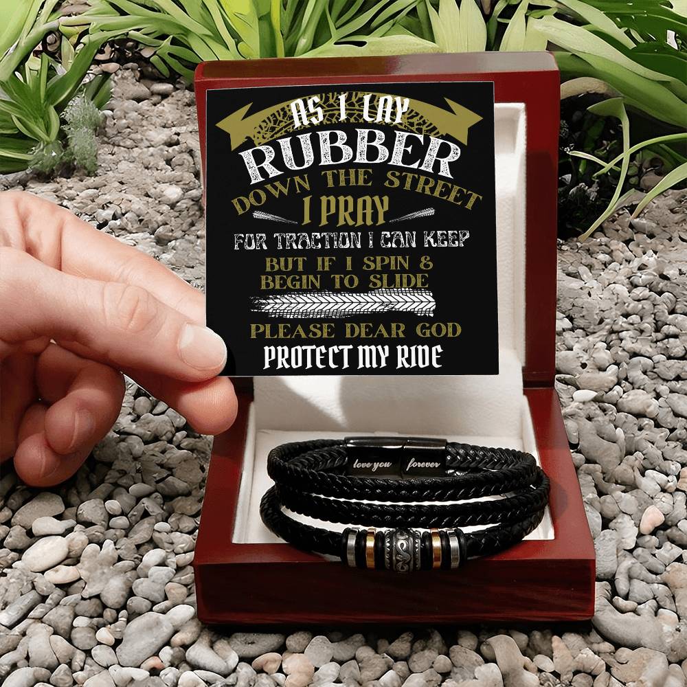 Biker's Prayer / Love You Forever Leather Bracelet