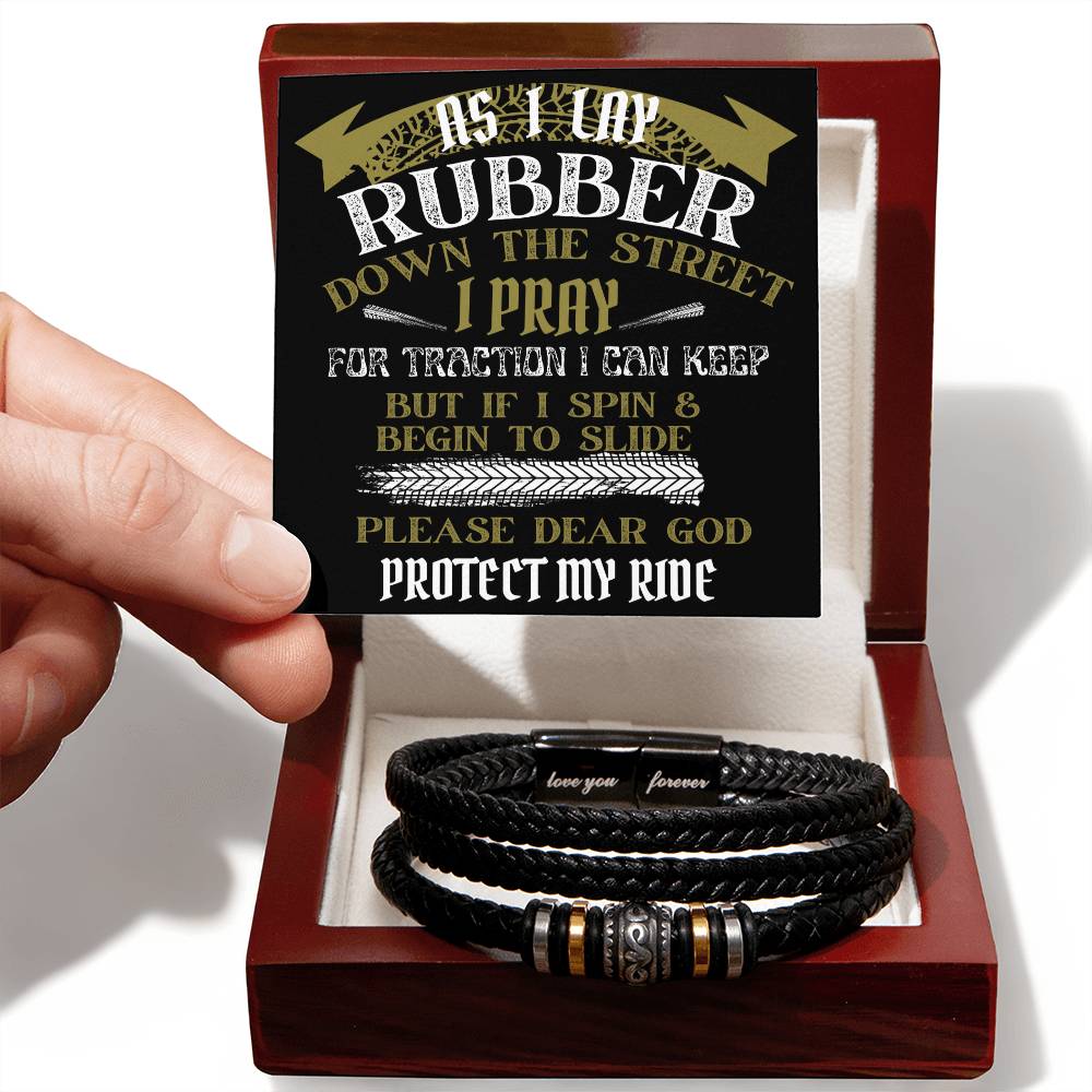 Biker's Prayer / Love You Forever Leather Bracelet