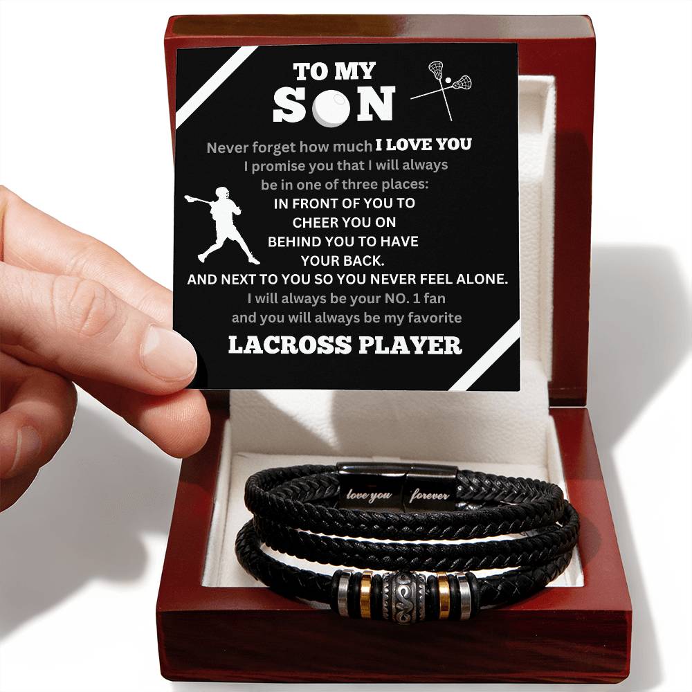 To My Son / Number One LaCross Player / Gift from Mom / Gift from Dad / Personalized Leather Bracelet