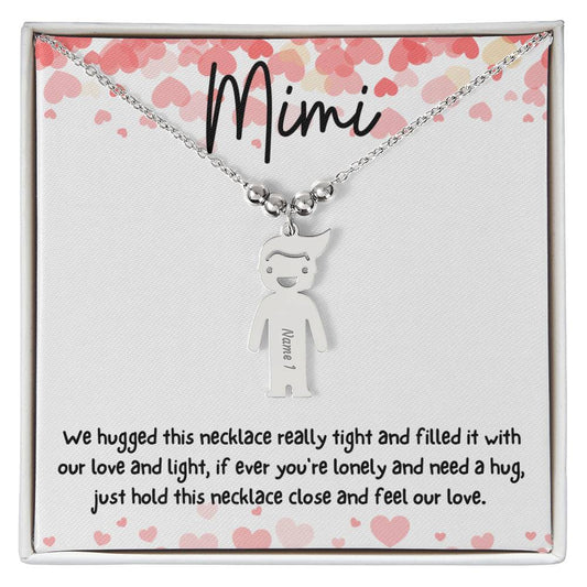 Mimi / Feel Our Love / Engraved Kid Charm Necklace