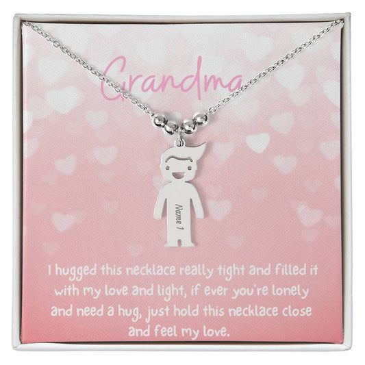 Grandma / Feel My Love / Engraved Kid Charm Necklace