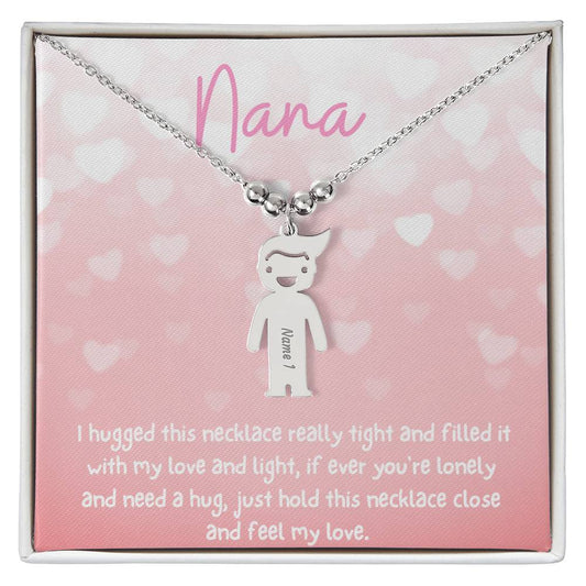 Nana / Feel My Love / Engraved Kid Charm Necklace