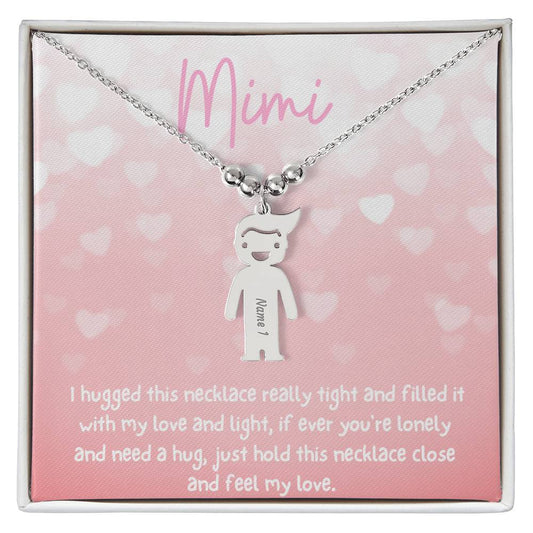 Mimi / Feel My Love / Engraved Kid Charm Necklace