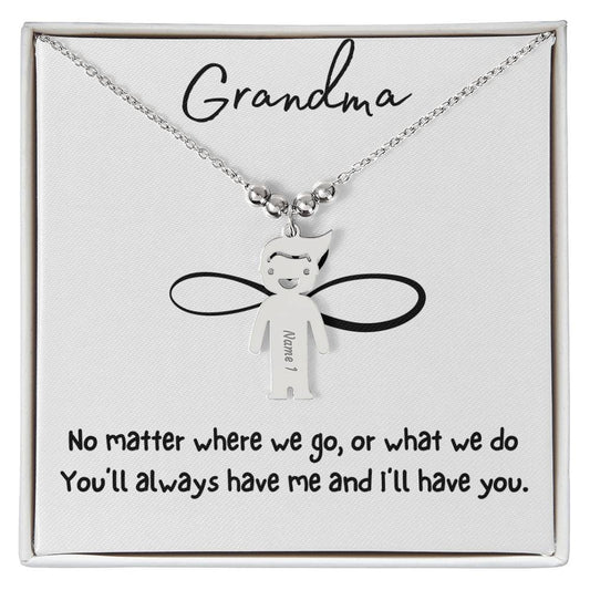 Grandma / You'll Always Have Me  / Engraved Kid Charm Necklace