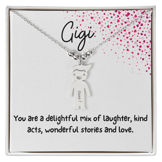 Gigi / Delightful Mix / Engraved Kid Charm Necklace