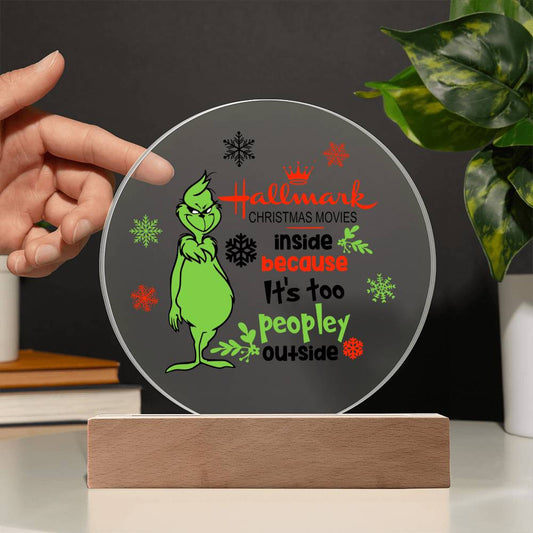 Christmas Grinch Circle Acrylic Plaque with LED light