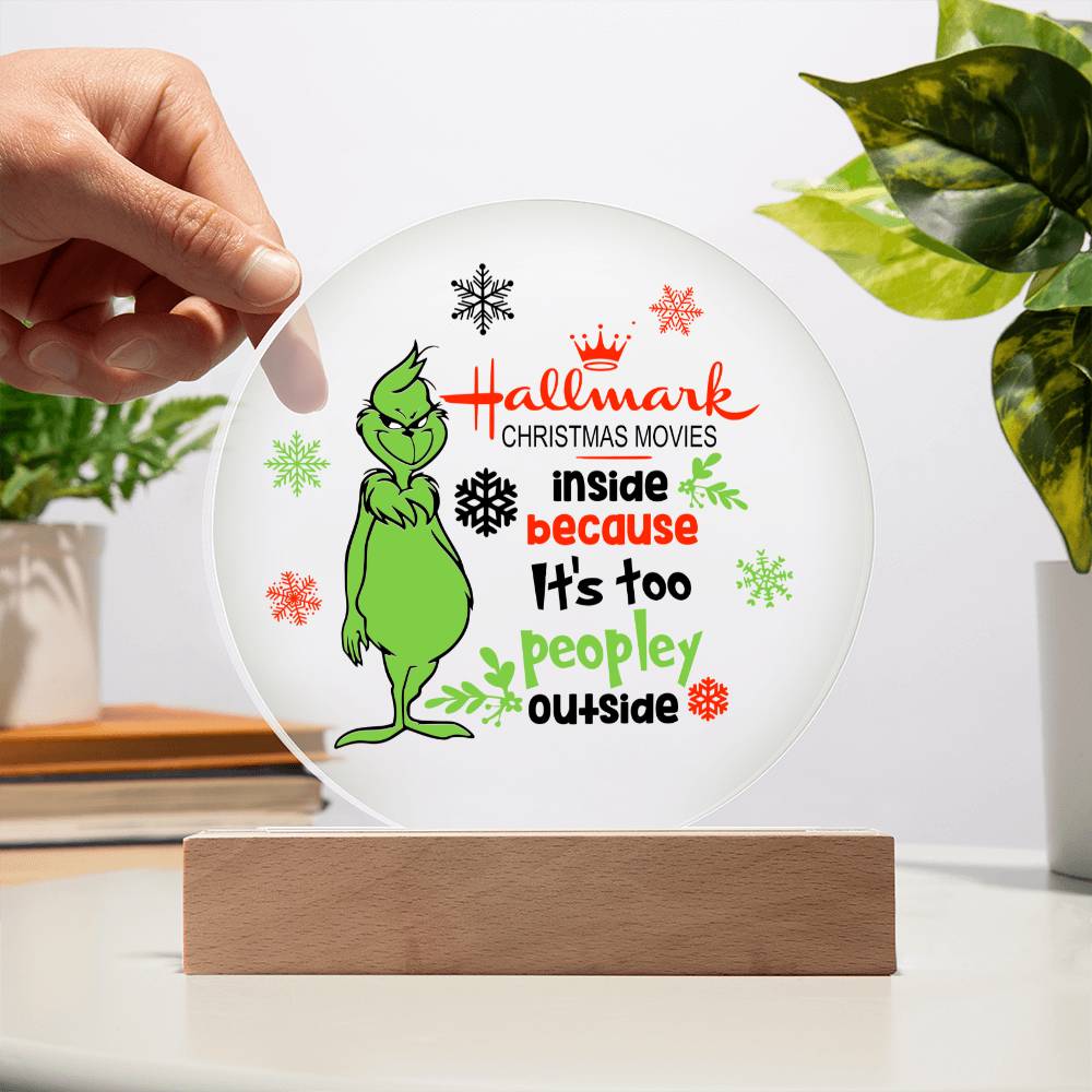 Christmas Grinch Circle Acrylic Plaque with LED light