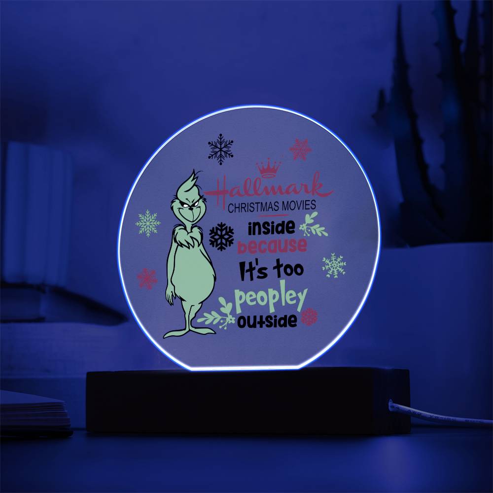 Christmas Grinch Circle Acrylic Plaque with LED light