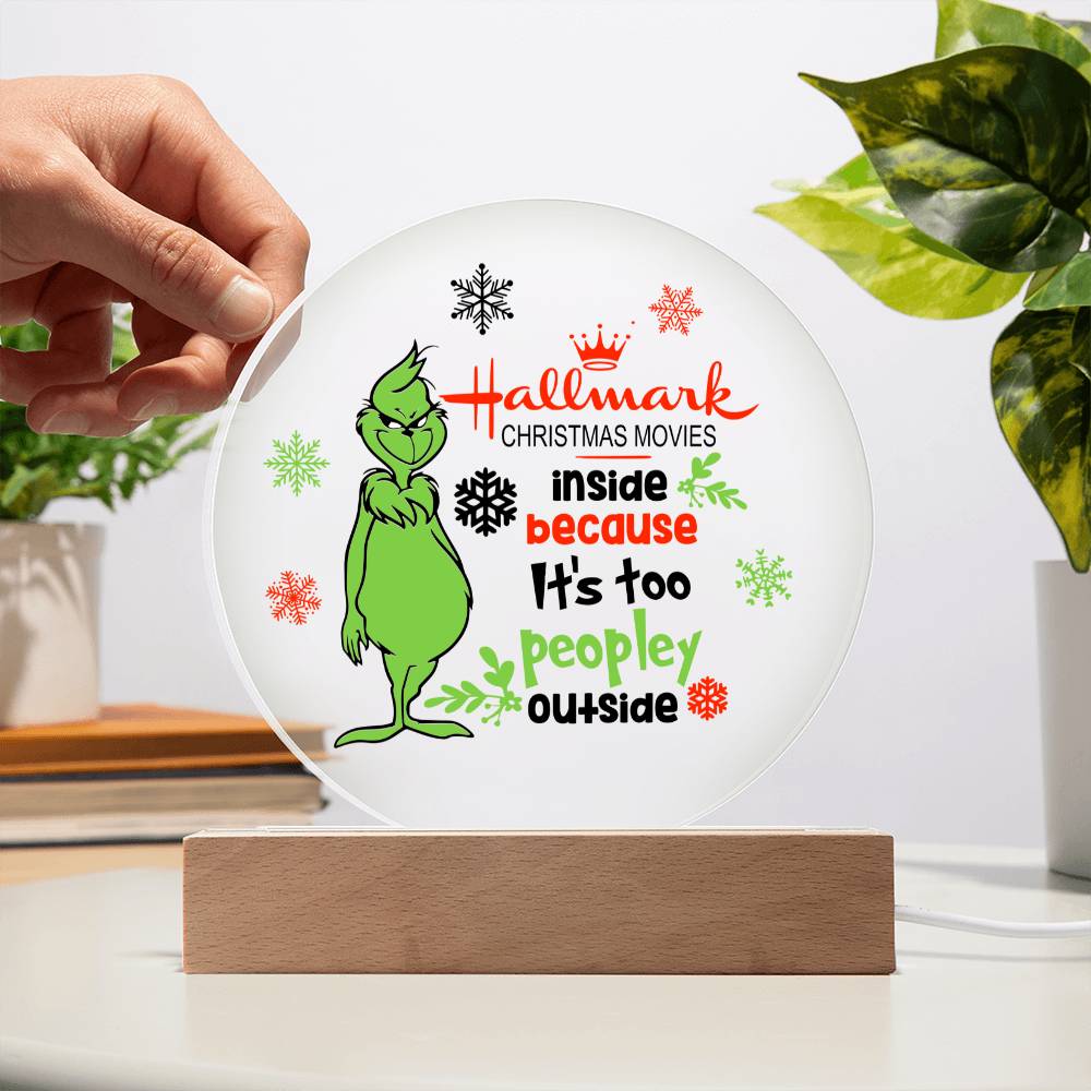 Christmas Grinch Circle Acrylic Plaque with LED light