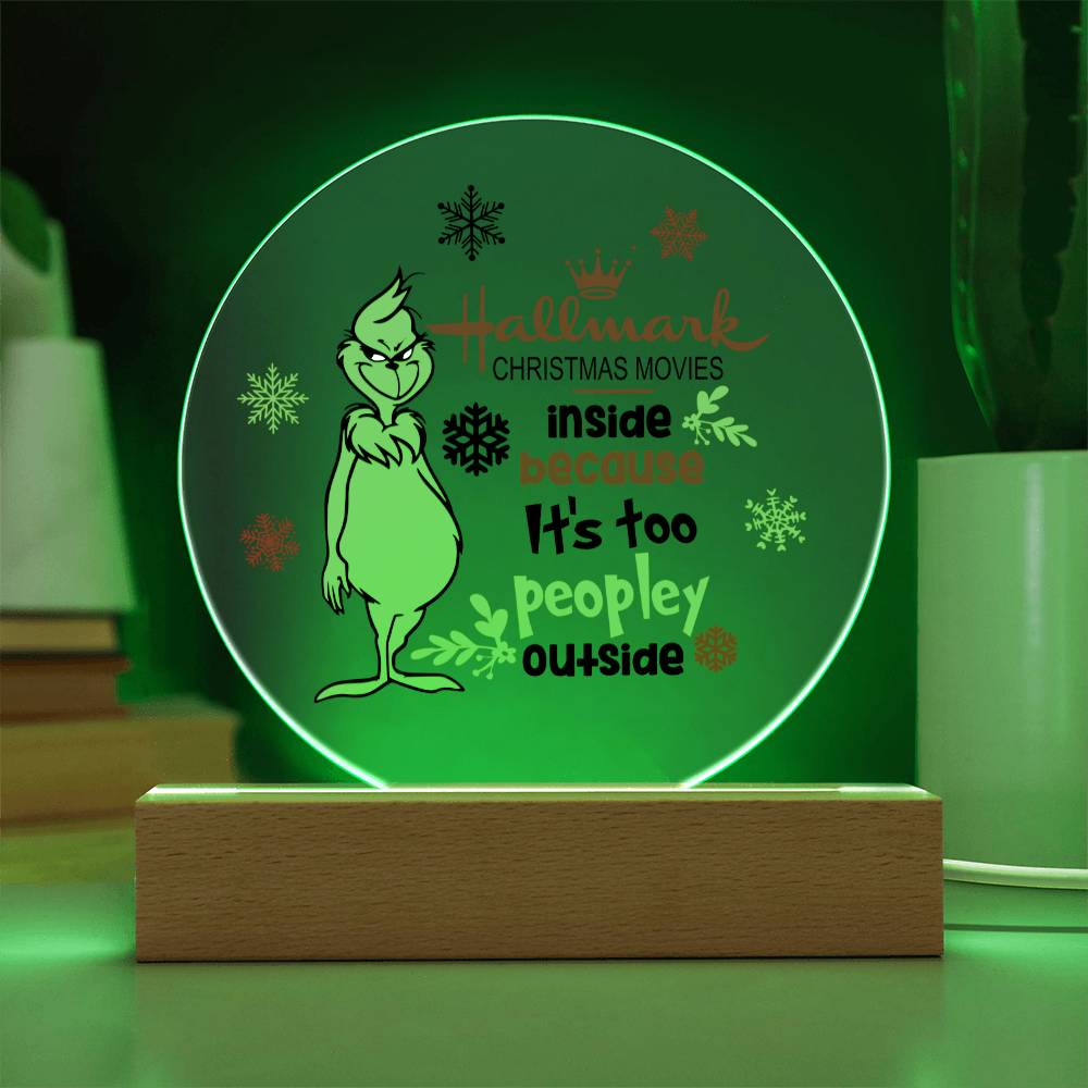 Christmas Grinch Circle Acrylic Plaque with LED light