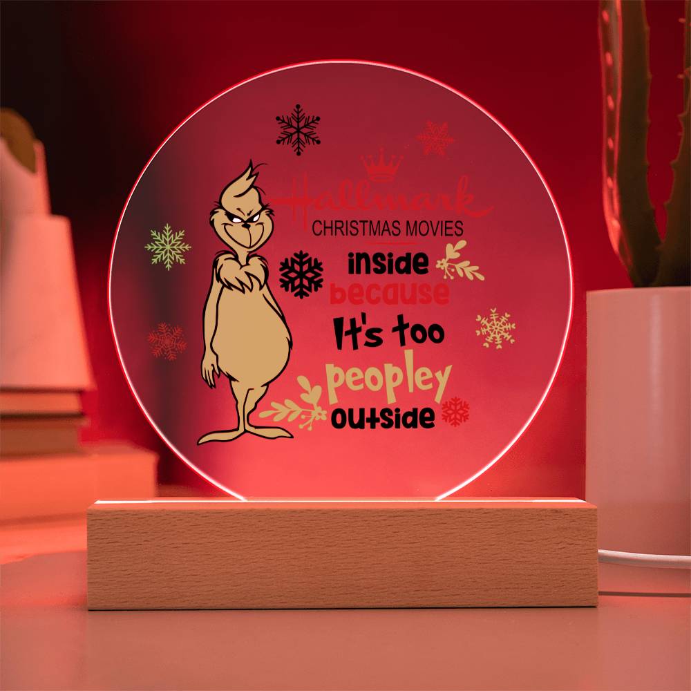 Christmas Grinch Circle Acrylic Plaque with LED light