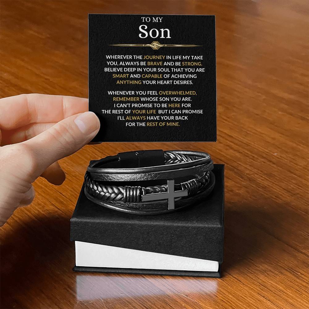 Son / Leather Cross Bracelet