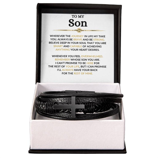 To My Son / Leather Cross Bracelet
