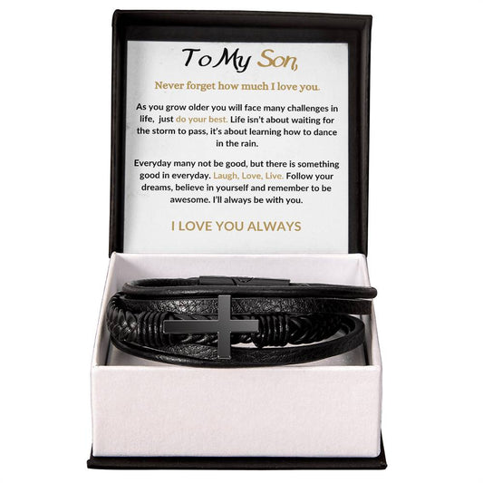 To My Son / Leather Cross Bracelet